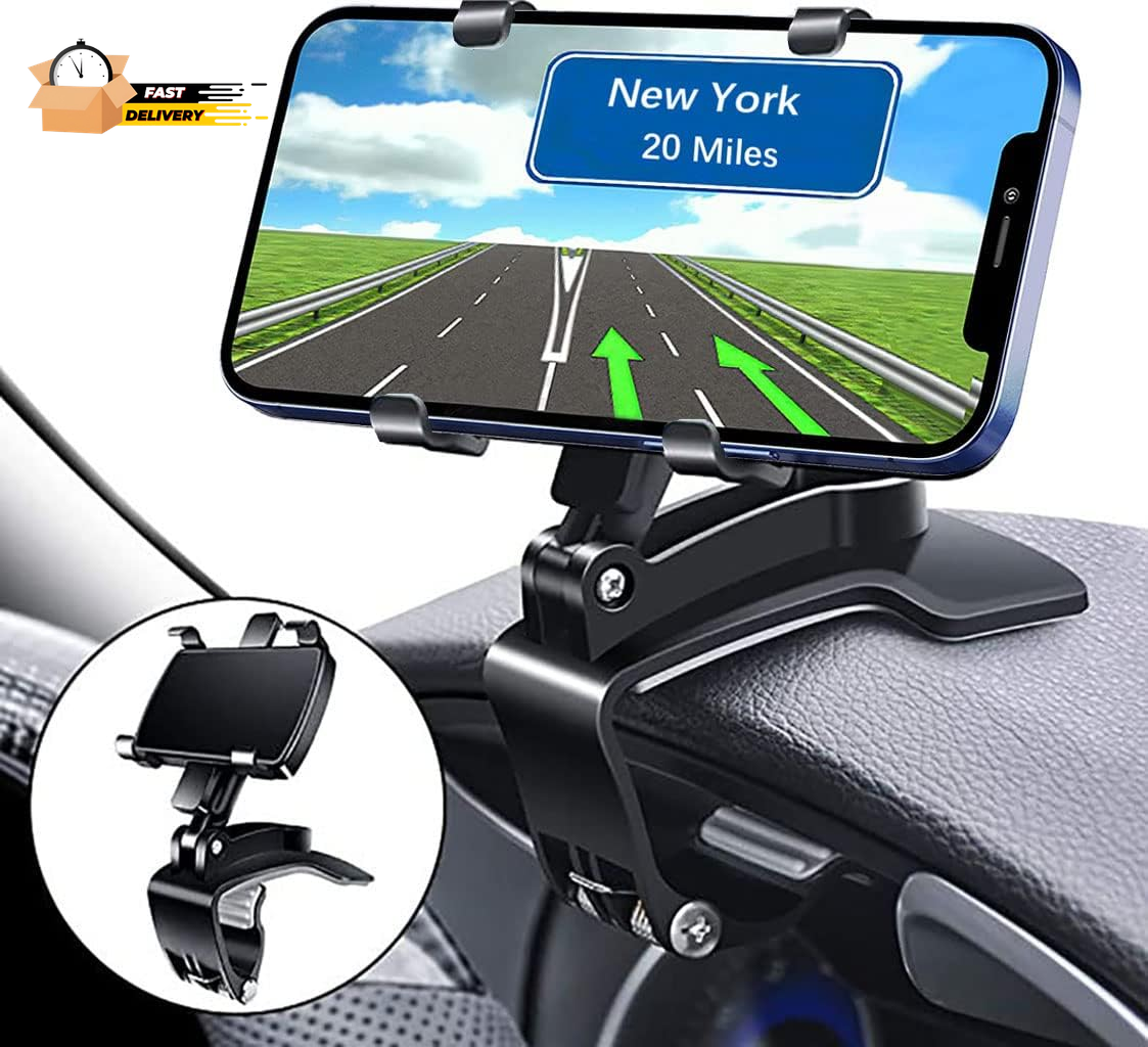 360-Degree Rotating Car Phone Mount for Dashboard or Rearview Mirror