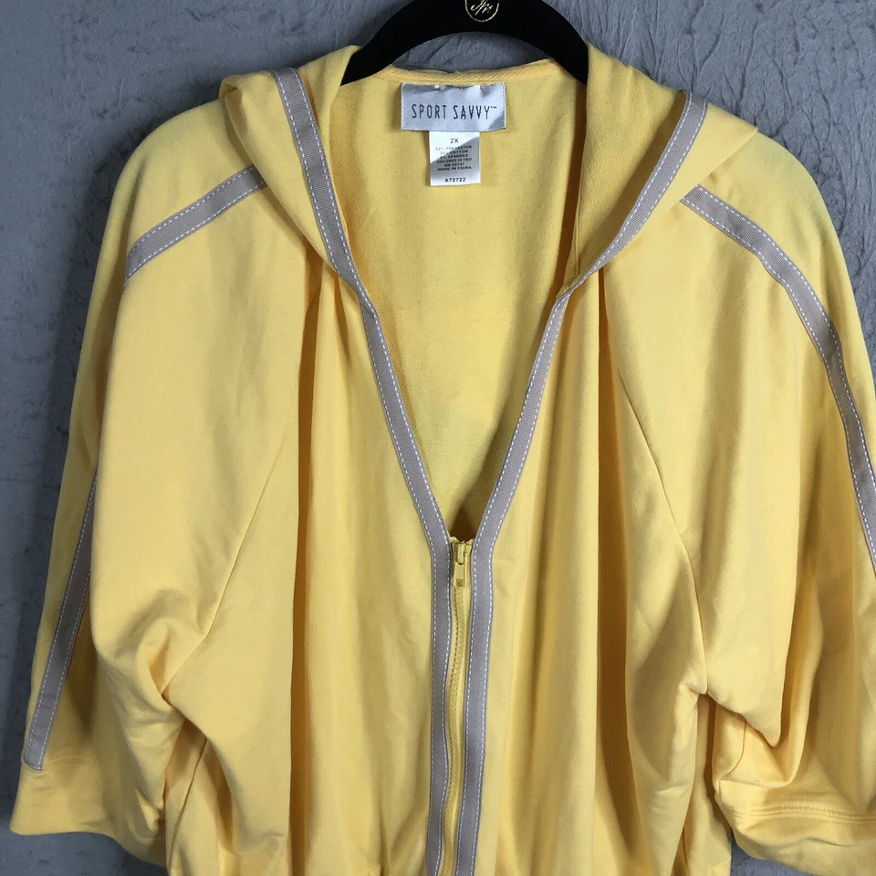 Sport Savy Jacket Womens 2X Plus Size Yellow Noen Knit Athleisure Casual Coastal - Image 2 of 4