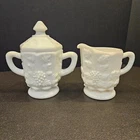 Vintage Westmoreland Milk Glass Creamer and Sugar Set.  (#362)
