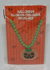 Halloweek Glow-In-The-Dark Necklace Carved Pumkin, Plastic Beads, Universal 