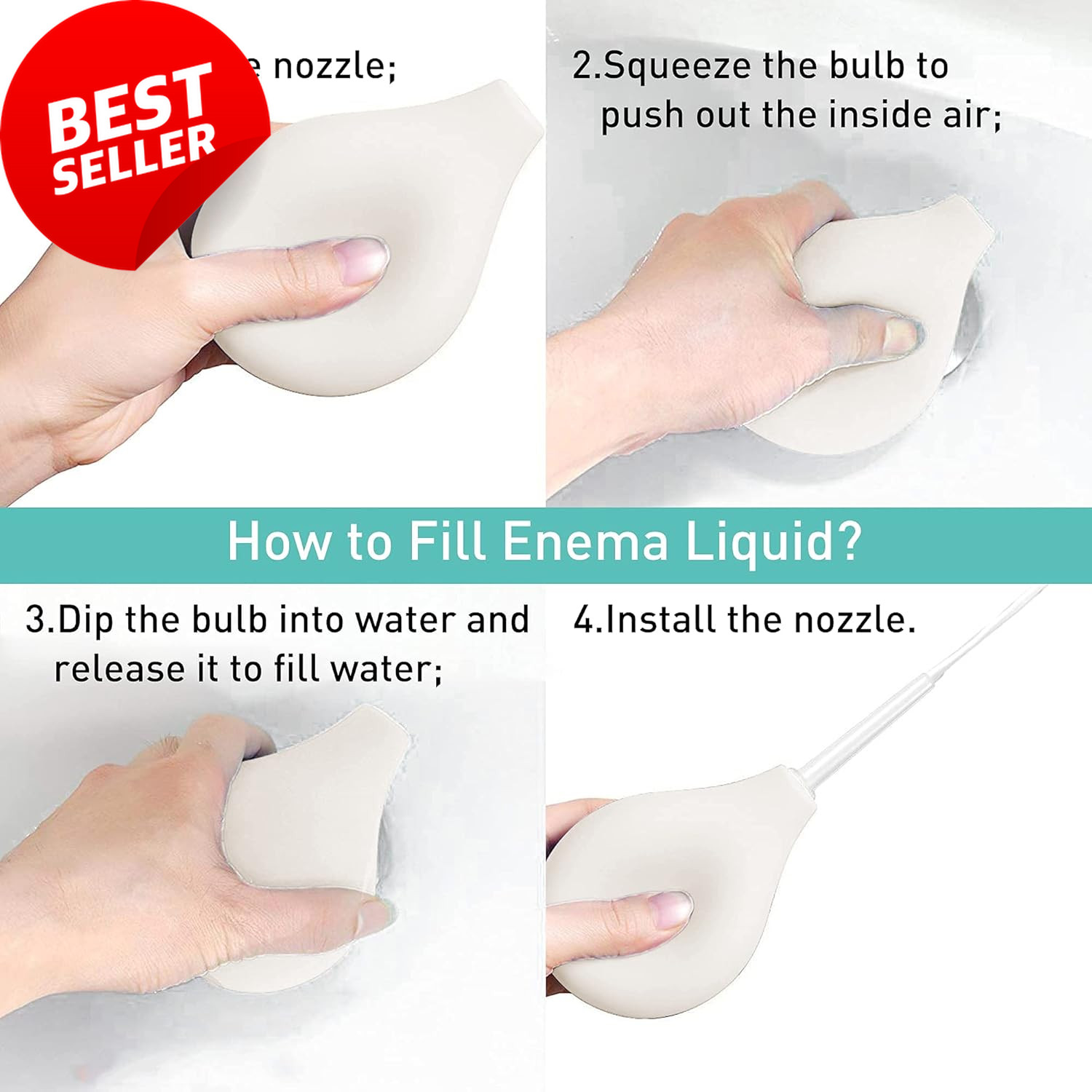 8oz Enema Kit, Silicone Bulb & 4 Tips, Anal & Vaginal Douche for Men,Transparent