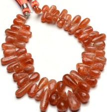 Sunstone Natural Gem Loose Beads for Jewelry Making 9x4 to 14x7mm Long Drop 8"