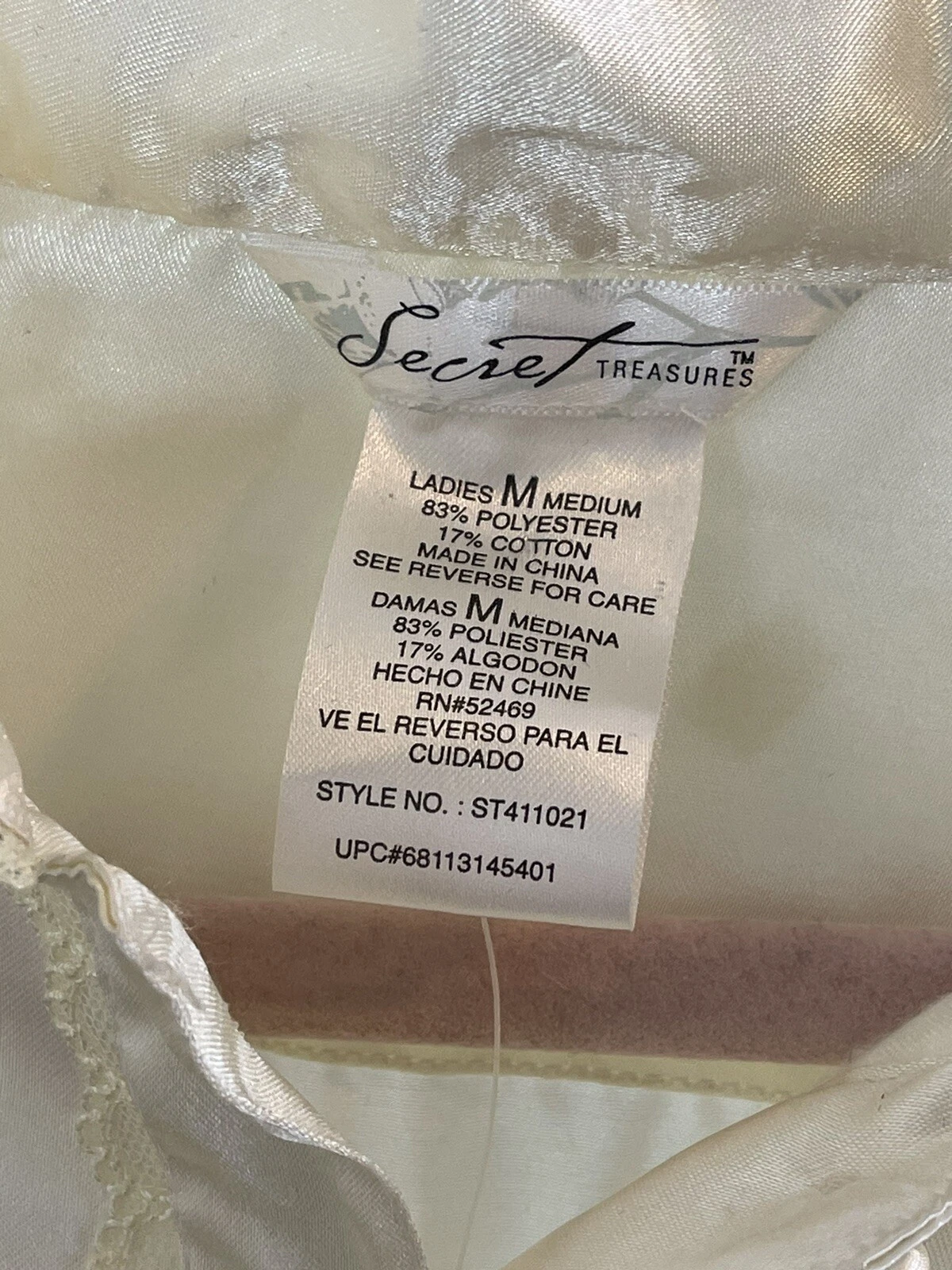 UNDERCOVER Vtg Secret Treasures Nightgown Satin Prairie Modest Nightgown NWT Ivory