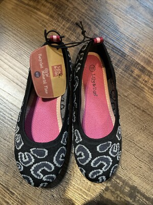 Kids Girls Ballet Shoes Flats Sz 11/12 Lily And Dan Black Gray