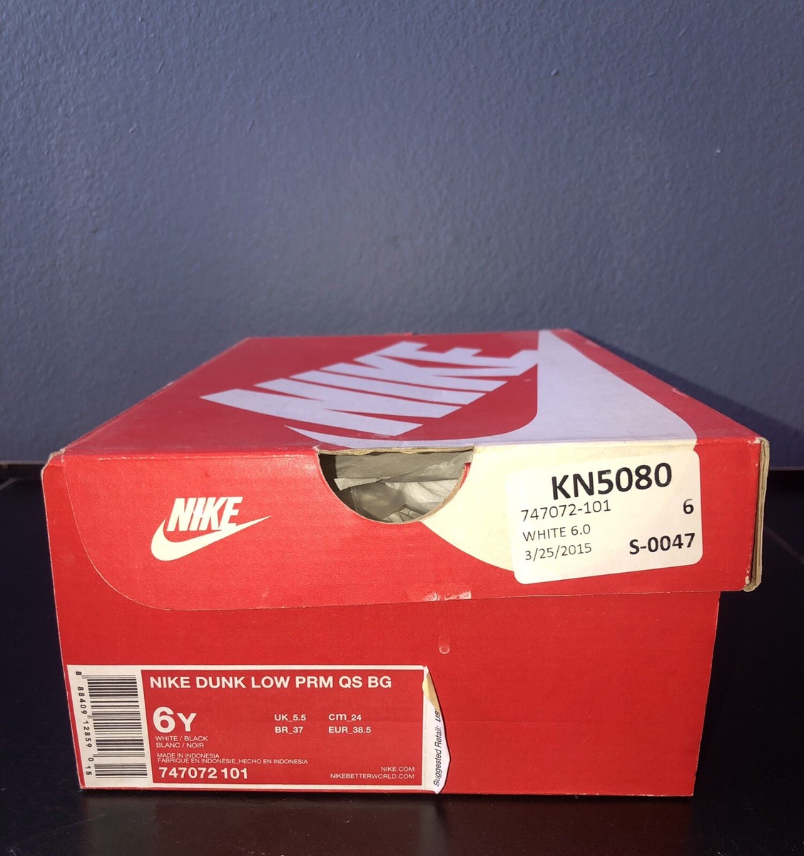 RARE Nike SB Dunk Low Panda Premium QS White Black 747072-101 Size
