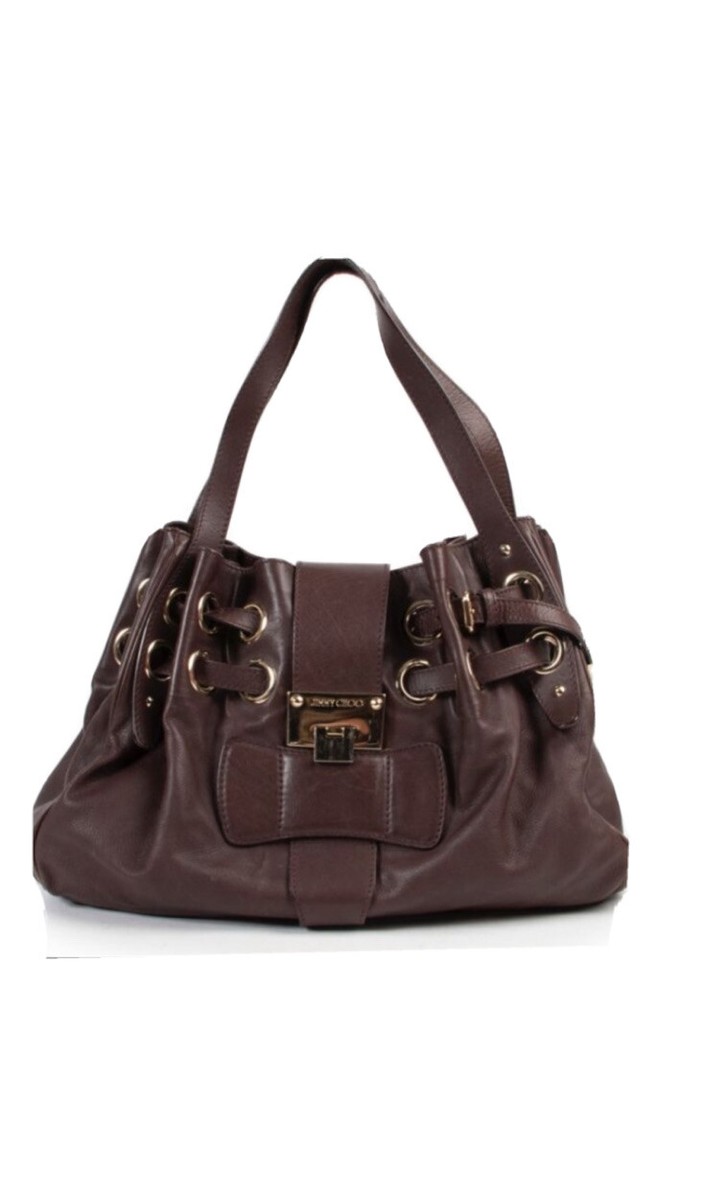 Jimmy Choo Chic Brown Leather Ramona Shoulder Bag with Dust Bag | eBay