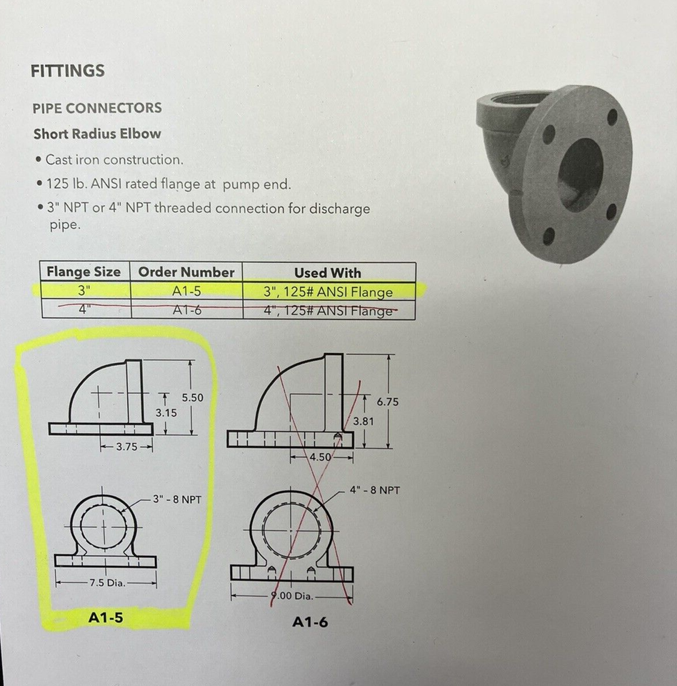 Goulds / Xylem / CentriPro Part A15 Short Radius Elbow, 3" NPT