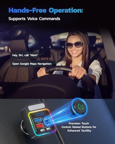 Glangeh Bluetooth 5.3 Car Adapter, Dual-Port Car Charger Car Bluetooth Adapter, Hands-Free Call