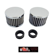 Chrome Open Washable Push In Breathers Pair 3 Round Sbc Bbc Chevy Ford Mopar