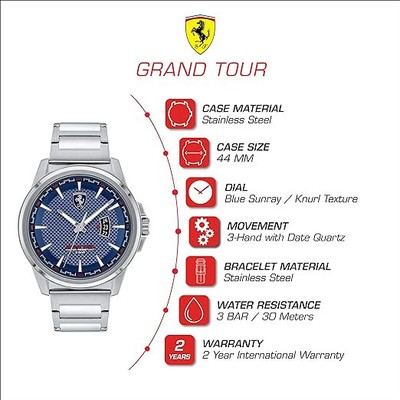 Ferrari Silver Mens Analogue Watch Grand Tour 0830835 for sale 