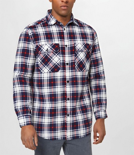 Men ' s 100% Cotton Plaid Flannel Shirt Long Sleeve Fashion Comfort Fit Pockets - Picture 25 of 95