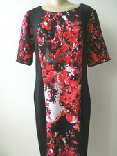 Floral A-Line Dress Allen Kay Black Multi Color Short Sleeve Size 10 NWT