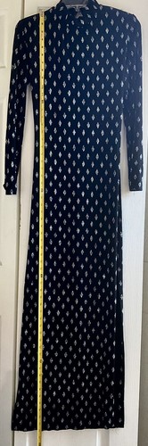 Vintage 1990s Cache Maxi Dress 8 Slinky Open Back Black Silver Glitter Diamonds - Picture 9 of 11