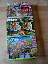 LOT 3 PUZZLES JUMBO  1000 Pcs - VUES , TIGRES - OCCASION  - Dim : 49 X 68 cm