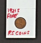1921S   FINE   LINCOLN  CENT     FINE   1921S    /   RS COINS #34H  FREE SHIP !