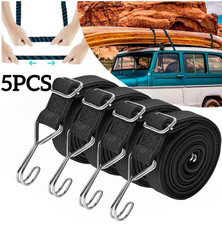 5X Adjustable Bungee Cords With Hooks 5 Pack 1M Extra Long Flat Elasticity Rope