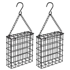 2Pcs Outdoor Suet Cage Bird Feeder, Wild Bird Feeder, Single Suet Cake Capaci...