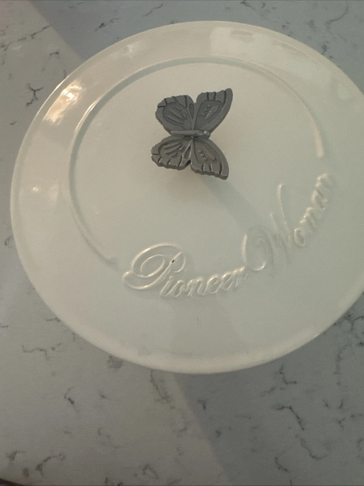 VTG Pioneer Woman Butterfly Knob Cast Iron Enamel Dutch Oven Pot Cookware 5QT