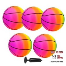 Mini Toy Basketballs Set - 8" Small Balls with Pump, Over The Door Mini Hoop