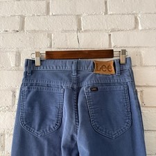 Vintage 80s Lee Blue Corduroy Pants 30 x 30 Straight Leg Trousers Tagged 30 x 34