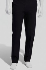 Haggar Men's Black Straight-Fit Flat-Front Iron Free Khaki Pants Size 34W 30L