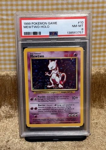 1999 POKEMON BASE SET UNLIMITED MEWTWO HOLO #10 PSA 8 NM-MT RARE ENGLISH PSA8