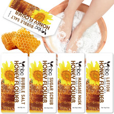 Pedicure Kit Foot Soak Set: Bubble Salt, Sugar Scrub, Massage Mask, Massage Loti