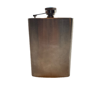 Silver Stainless Steel Flask -- 8 oz. -- Unisex Hip Pocket Flask Hinged Lid