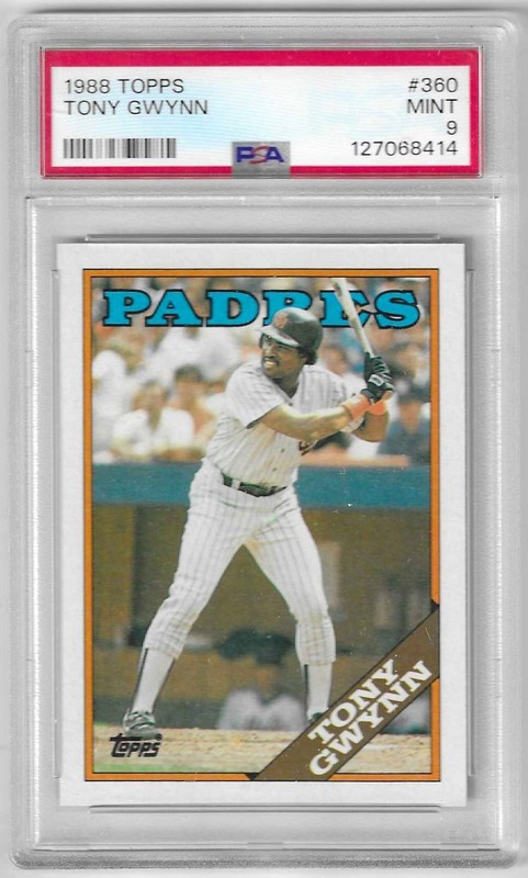 1988 Topps Tony Gwynn #360 PSA 9 Mint Graded Baseball Card.