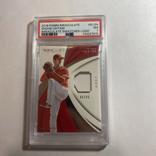 SHOHEI OHTANI 2018 Panini Immaculate Swatches Jersey Logo Rookie RC #/99 PSA 7
