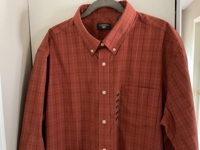 Mens NWT Long Arm Burned Red Black White Striped Dockers Shirt Tag $40 Size XXL