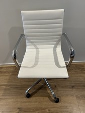 White Vinyl & Metal Office / Desk / Computer Chair