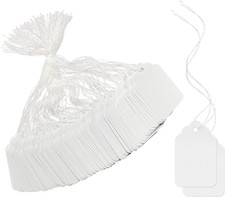 200Pcs White Lace Price Tags - Writable Display Tags with Hanging String, Ideal