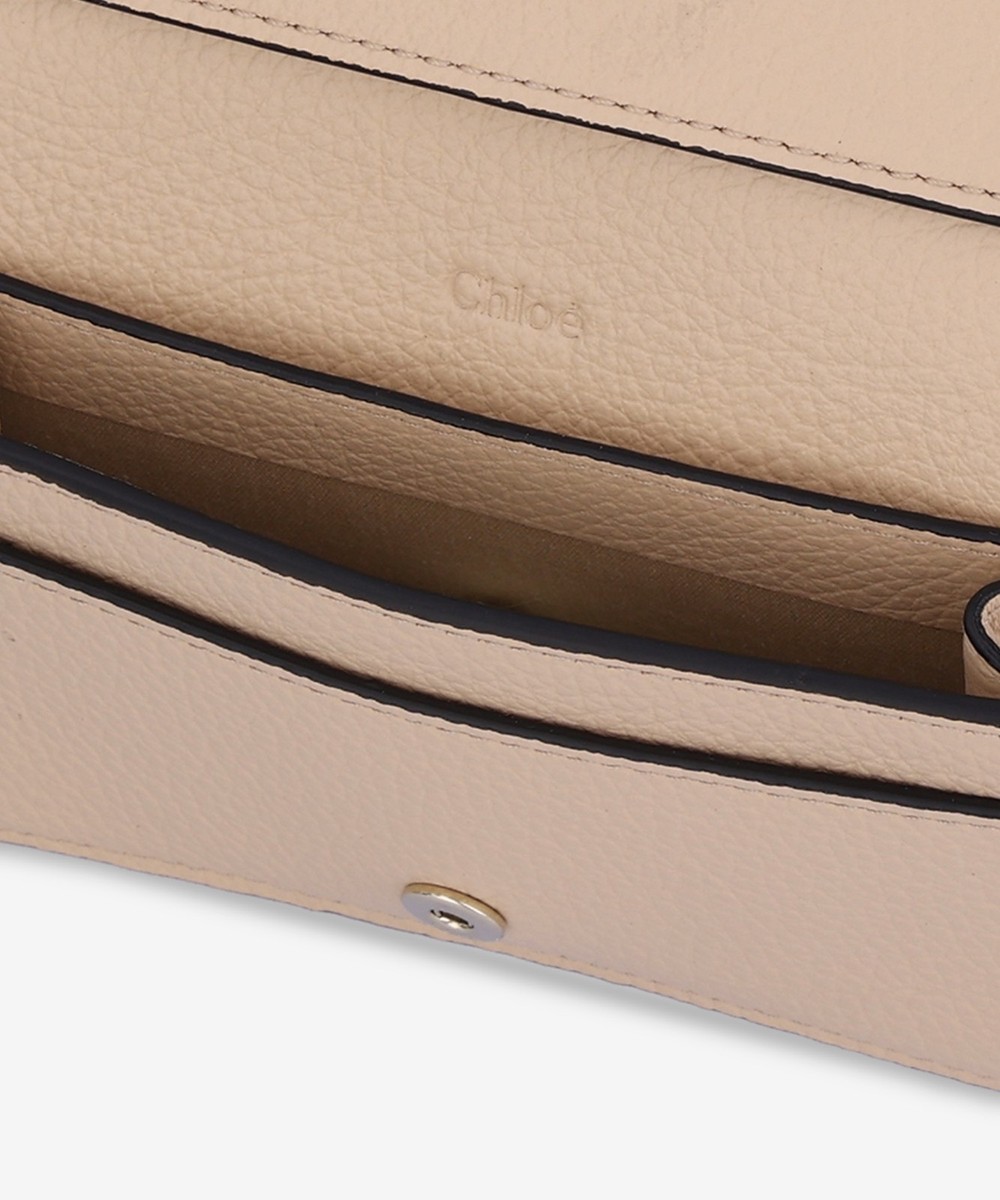 ★Chloe★ Alphabet Flap Card Holder Cement Pink CHC21WP015F5 Chloé Alphabet Card Holder In Grained Leather in Cement pink