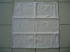 TAIE OREILLER COTON DAMASSE MONOGRAMME AP LINGE ANCIEN