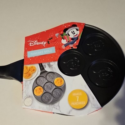 Disney Mickey Mouse Non-Stick Pancake Mold Pan Makes 7 Pancakes Aluminum Black
