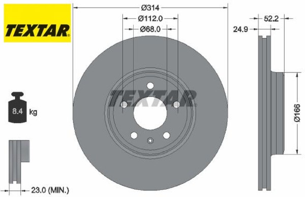 2X Bremsscheibe Textar 92159905 2 Bremsscheiben Vorderachse Vorne FüR Audi-image