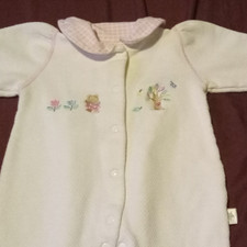 Vintage Little Me Footed One Piece Sleeper 6-9 Months White Snap Embroidered