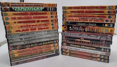 Lot of 28 VTG Martial Arts Kung Fu DVD s Shaw Bros Tai Seng Venoms Shaolin