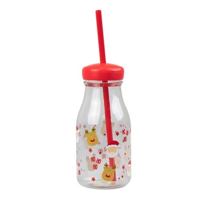 Gem Imports Ltd Milchflasche Mit Strohhalm - Santa Rudolph Ho Ho Ho