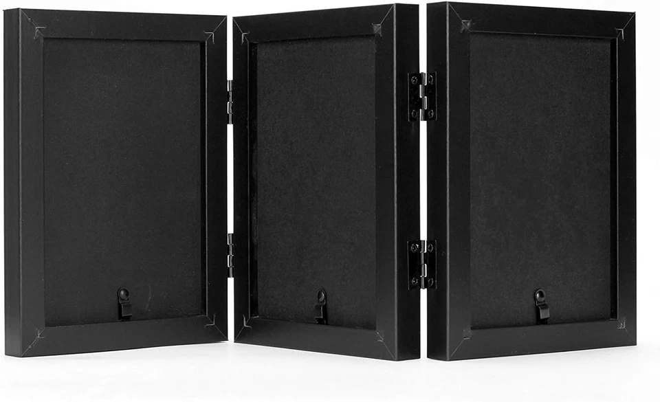 , Marco de fotos triple 4X6 marcos de fotos con bisagras tres marcos plegables vidrio de escritorio Foto 2 de 4