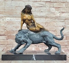 Limited Edition Cleopatra and Panther Bronze by Aldo Vitaleh Egyptian Mythology