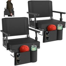 Portable Stadium Seats with Back Support, Thick Cushion, Armrests, and Strap