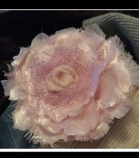 Stunning Handmade Pink Flower Hair Clip for Women Formal Floral Accessory Fabric