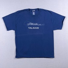 Frank Lloyd Wright Taliesin T Shirt Mens XL Double Sided Graphic Blue Art Faded