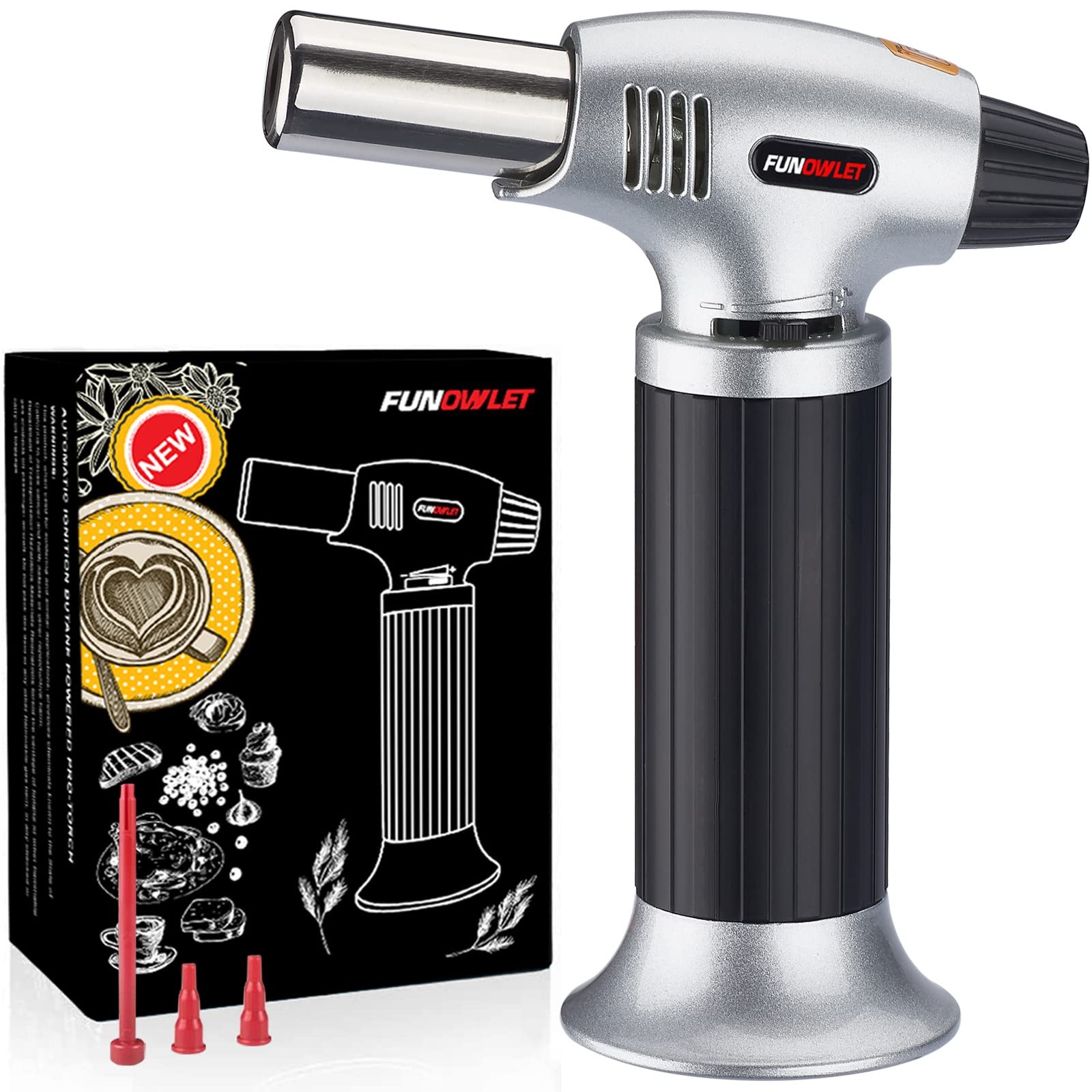 FunOwlet Butane Torch Lighter, Refillable Kitchen Blow Lighters, Culinary Coo...