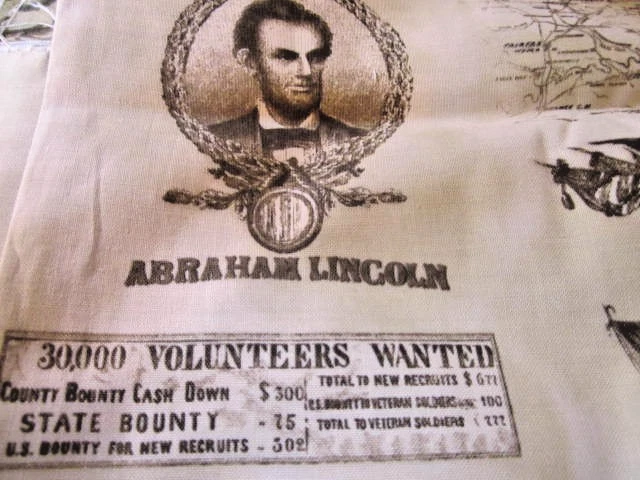 F6390, Lincoln Bicentennial Stoff von Windham 1808-2009, 1 3/4 Yards,