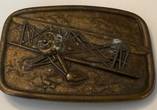 Vintage Avon Metal Belt Buckle Bi-Plane Airplane