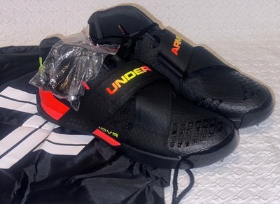 UNDER ARMOUR HOVR Silencer Javelin Black Fire Red Track Field Shoes Mens Sz 10.5