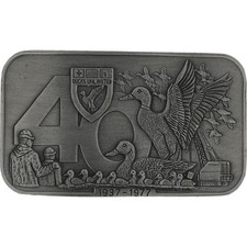 New Duck Unlimited 40th 1977 DU Vintage Belt Buckle Mallard Hunter Hunting